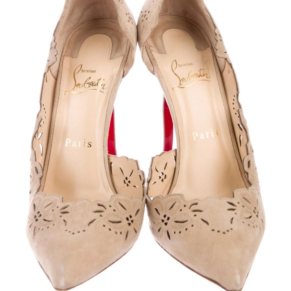CHRISTIAN LOUBOUTIN Suede Laser Cut Pumps